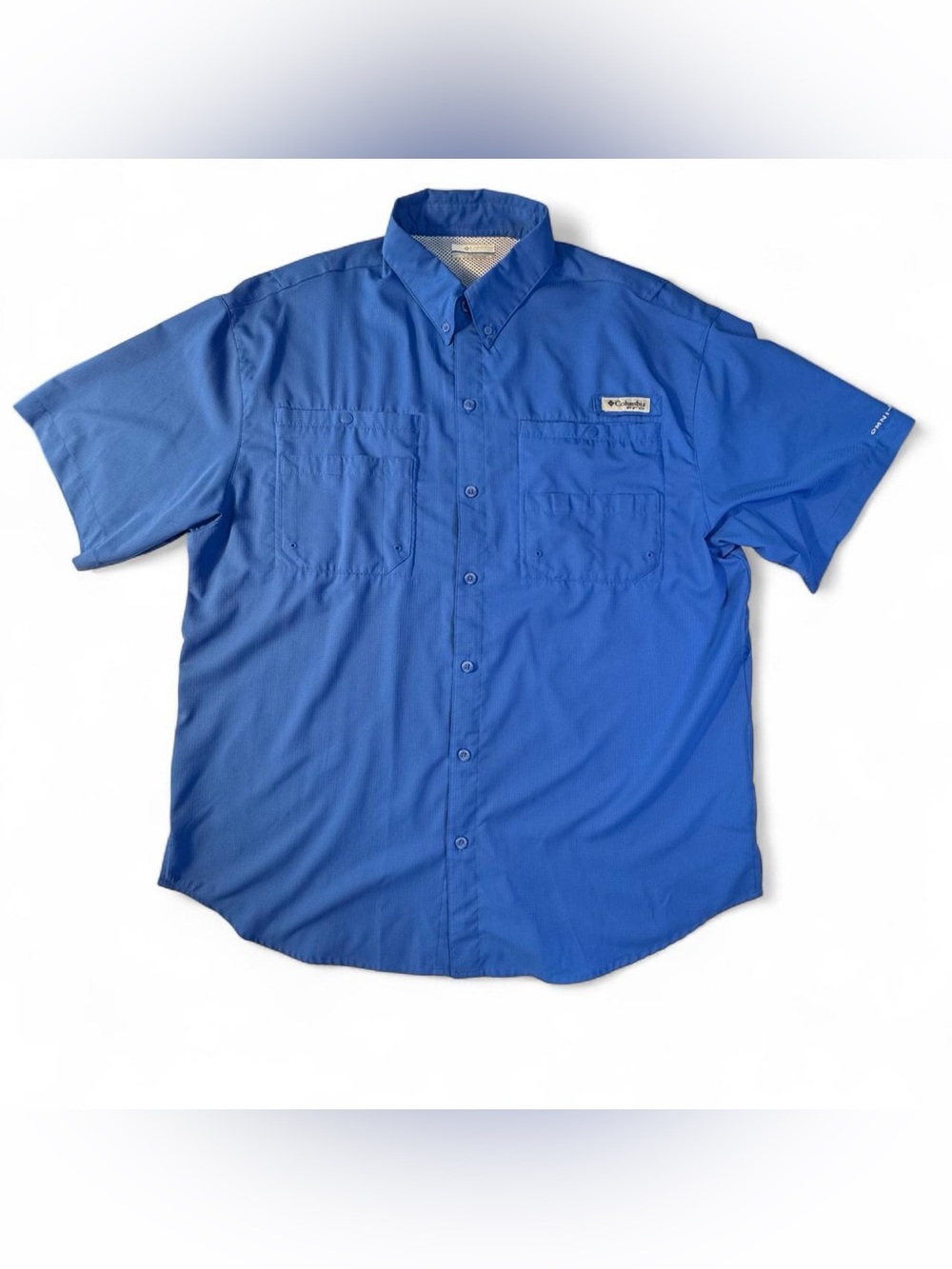 Columbia Men’s PFG Tamiami II Short Sleeve Shirt L Blue Fishing Omni-shade